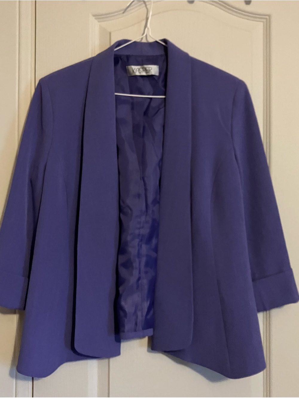 Kasper Purple Open-Front Draped Blazer